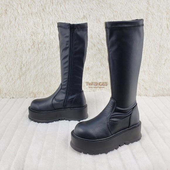 SZ 11 Black Stretch Goth Platforms - Picture 1 of 13